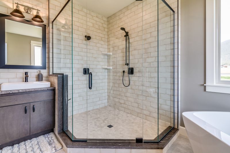 Corner Shower with Glass Panels